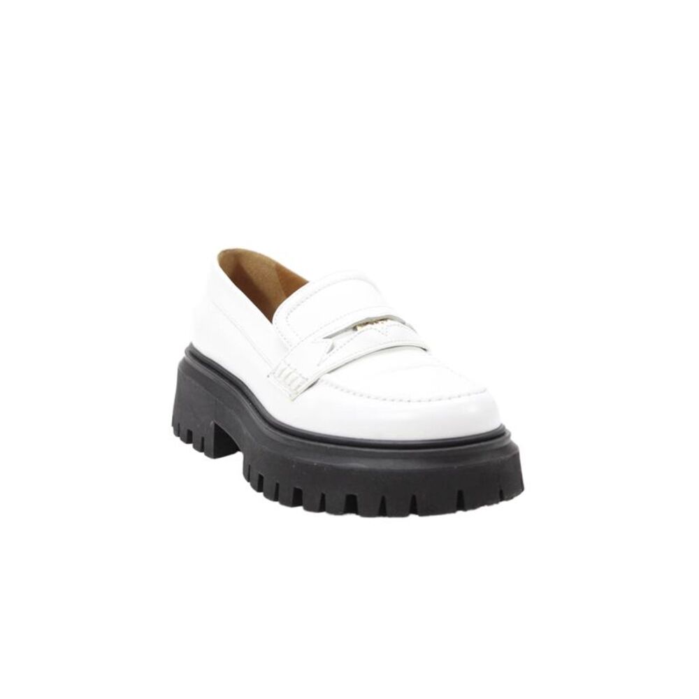 Maje Womens Leather Slip-On Loafer Platform Shoes Solid White Size 6